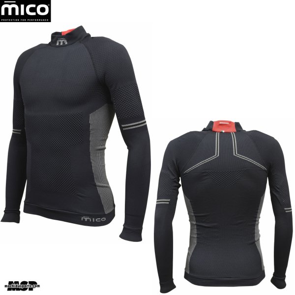 画像2: ミコ アンダーシャツ M1 アスリート ベースレイヤー ブラック mico IN7021 (2)