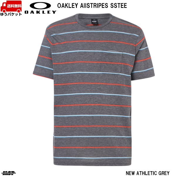 画像1: オークリー ボーダー グレー Tシャツ 胸ポケット OAKLEY AllSTRIPES SSTEE (1)
