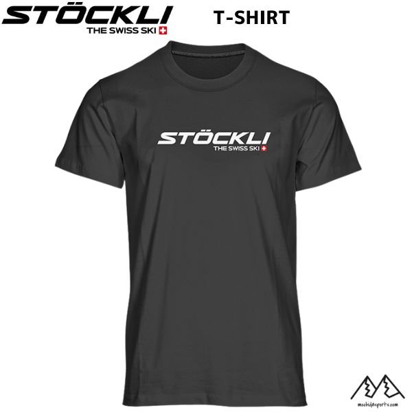 画像1: ストックリ コットン Tシャツ ブラック STOCKLI T-SHIRT BLACK THE SWISS SKI (1)