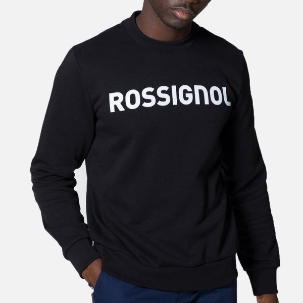 画像1: ロシニョール スウェット トレーナー ブラック ROSSIGNOL LOGO SWEAT RN FT BLACK  (1)