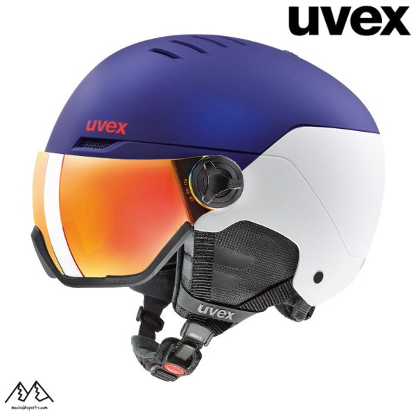 画像1: ウベックス スキー バイザーヘルメット パープルバッシュ/ホワイトマット UVEX  wanted visor  (1)