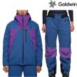 画像1: ゴールドウイン スキーウエア Lサイズ Goldwin 2-tone Color Hooded Jacket G13303 VU 2-tone Color Wide Pants G33355A VU ネイビーブルー (1)