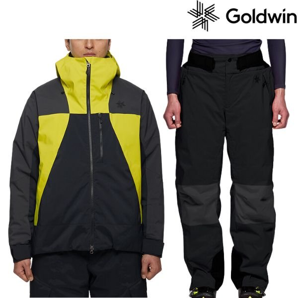 画像1: ゴールドウイン スキーウエア XLサイズ Goldwin 2-tone Color Hooded Jacket G13303 BK 2-tone Color Wide Pants G33355A BK ブラック (1)