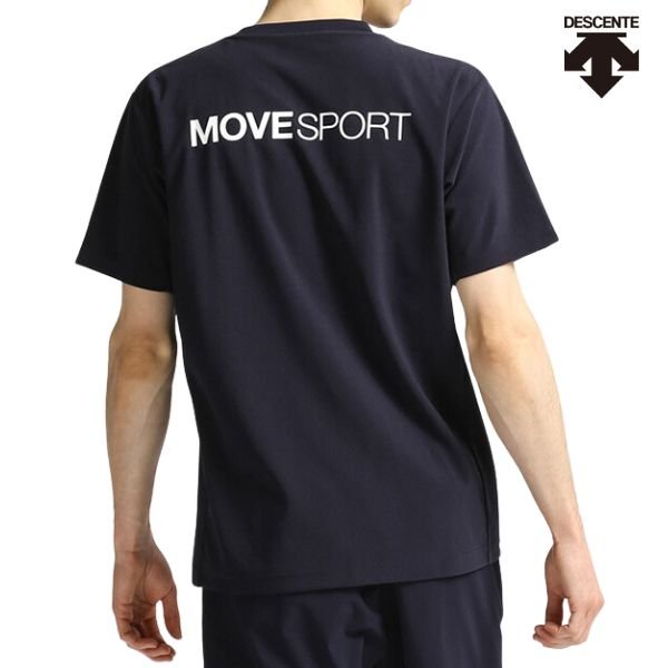画像2: デサント ムーブスポーツ Tシャツ ネイビー 吸汗速乾 ストレッチ UVカット 高速ドライ エクシードライ ショートスリーブシャツ DESCENTE MOVE SPORT EXCDRY NV (2)