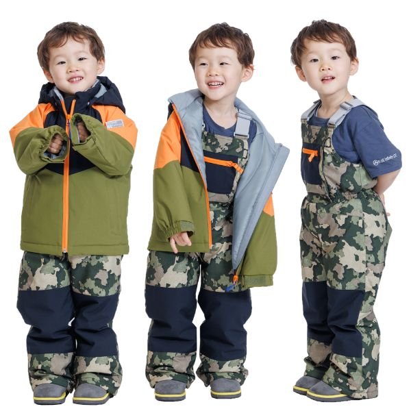 画像2: ONYONE オンヨネ キッズ ジュニア スキーウエア サイズ調整 カーキ ブラック オレンジ カモ 迷彩 RESEEDA TODDLER SUIT RES56300 009339C 100 110 120 (2)