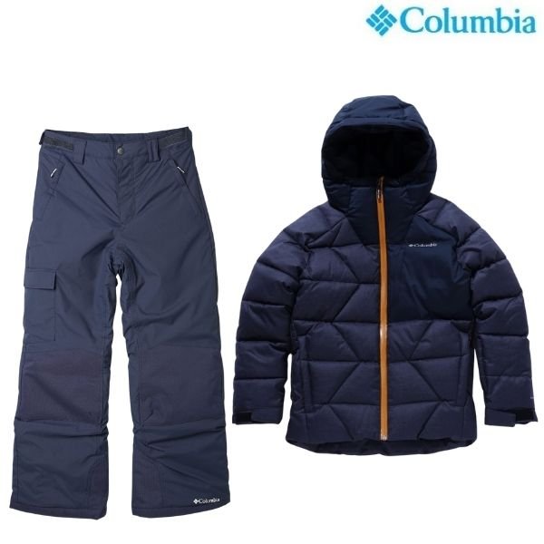 画像1: コロンビア ジュニア 中綿スキーウェア ウインター パウダーII キルティッド ジャケット ネイビー + バガブーIIパンツ ネイビー Columbia Winter Powder II Quilted Jacket + Bugaboo II Pant (1)