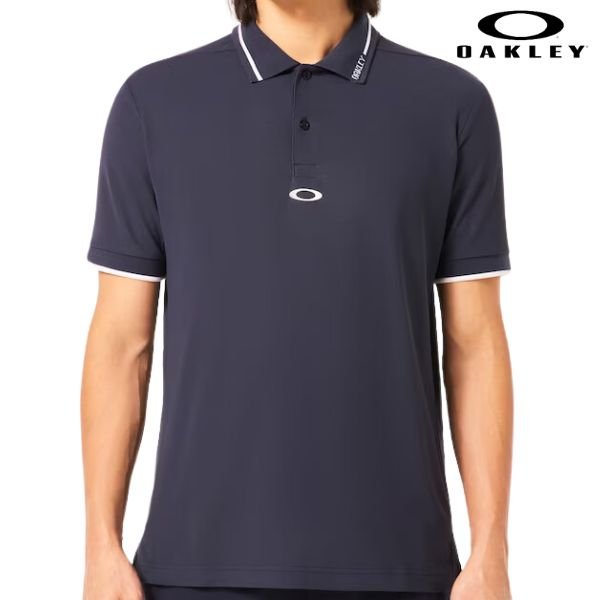 画像1: オークリー ポロシャツ ネイビー ブルー 吸汗速乾 ストレッチ UVカット OAKLEY Enhance SS Polo Essential 14.0 FOGGY BLUE (1)