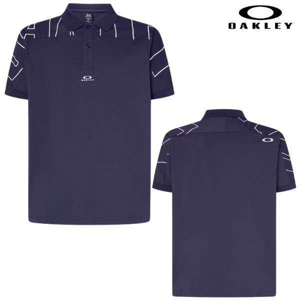 画像2: オークリー ポロシャツ ネイビー 吸汗速乾 ストレッチ 軽量 OAKLEY Enhance SS Graphic Polo 1.0 FOGGY BLUE (2)