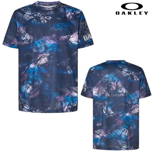 画像2: オークリー プリント Tシャツ ブルー 吸汗速乾 UVカット OAKLEY Striking Qd SS Graphic Tee 5.0 Blue Storm Print  (2)