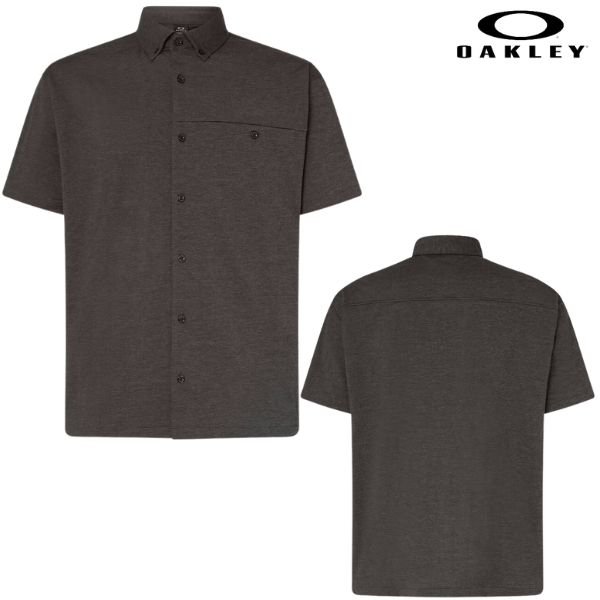 画像2: オークリー 半袖 シャツ ブラックヘザー 吸汗速乾 ストレッチ 軽量 高通気 OAKLEY Enhance Multi SS Shirts 4.0 Black Heather  (2)