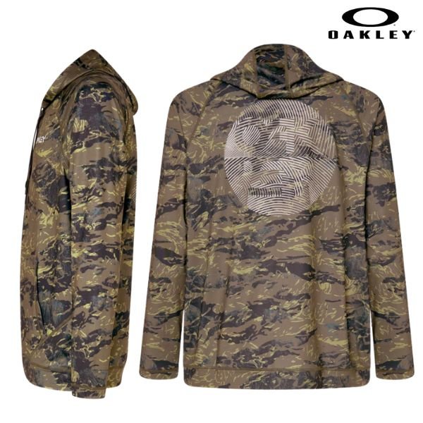 画像2: オークリー ラッシュガード 長袖 フルジップ フーディー 水着 サーフィン ボディボード 海水浴 マウンテン カモ OAKLEY Rash Hoodie 24.0 Tiger Mountain Camo Blue (2)