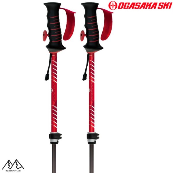 画像1: ご予約商品 オガサカ サイズ調整式 ストック スキーポール ウイングロック フィンガーホルダー レッド 95-120cm OGASAKA LC-FS RWF (1)