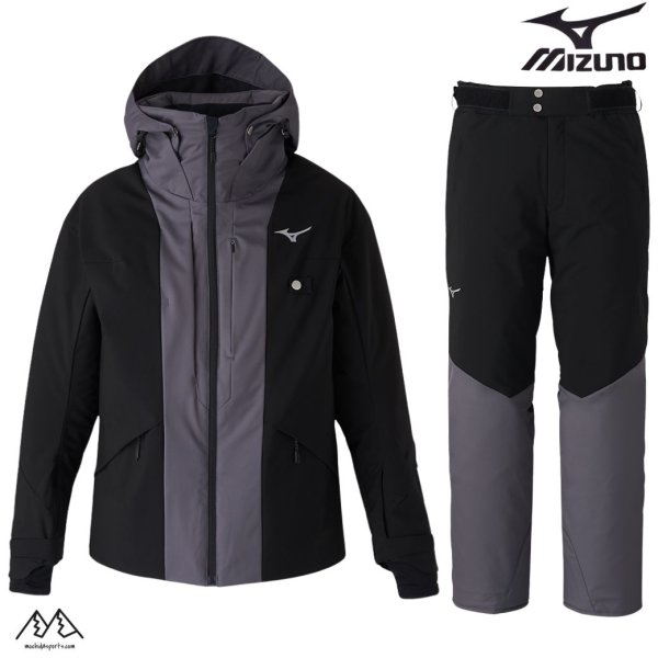 画像1: ご予約商品 ミズノ スキーウエア ブラック ガンメタル Mサイズ MIZUNO DEMO SOLID SKI PARKA PANTS (1)