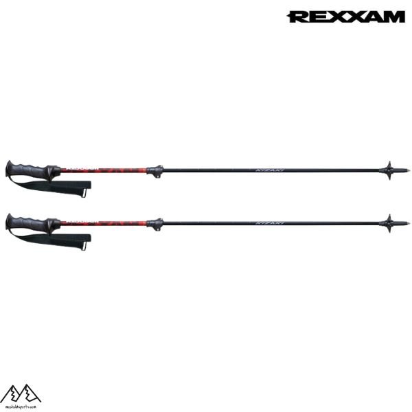 画像2: レクザム サイズ調整式 スキーポール ストック レッド 伸縮スキーポール REXXAM SKI POLE 90-120cm レグザム  (2)