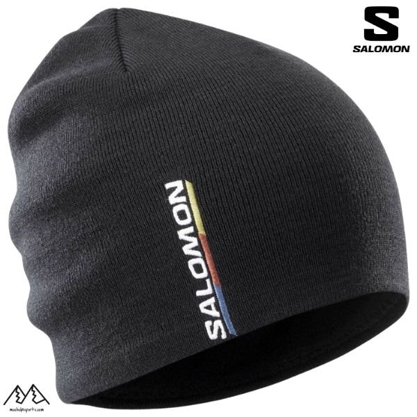 画像1: ご予約商品 サロモン グラフィック ビーニー ニットキャップ ディープ ブラック SALOMON GRAPHIC BEANIE DEEPBLACK (1)