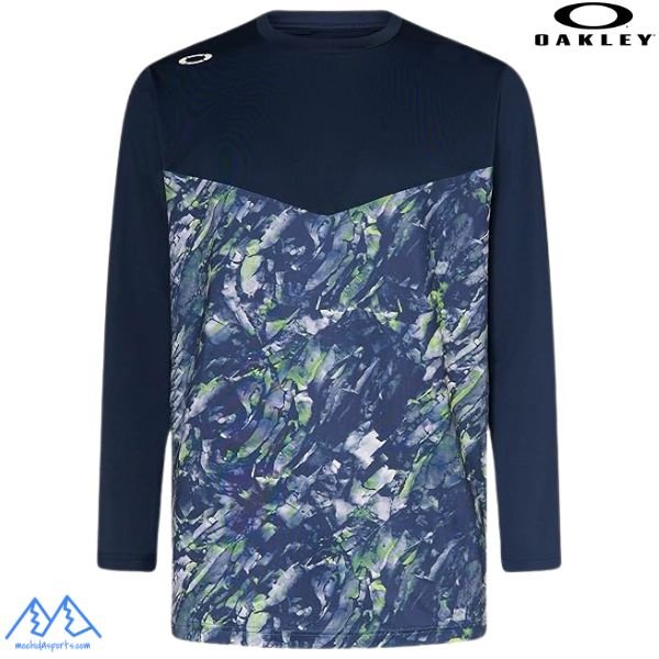 画像1: オークリー ロングスリーブ Tシャツ 長袖  ネイビー プリント OAKLEY STRIKING QD LS DUAL TEE 6.0 BLUE STORM PRINT (1)