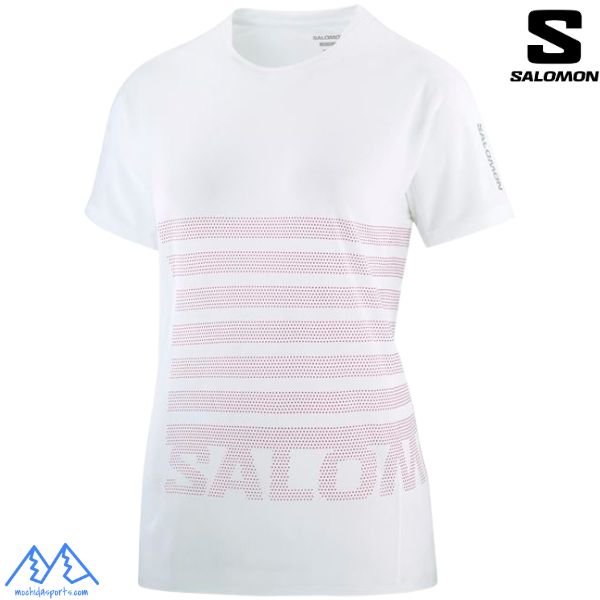 画像1: サロモン レディース ランニング Tシャツ ホワイト SALOMON SENSE AERO GRAPHIC WHITE B.PURPLE 女性用 トレラン ランニング  (1)