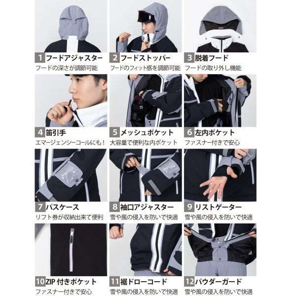 画像3: オンヨネ スキーウエア ブラック グレー ONYONE MEN'S SUIT  BLACK x GRAY  ONS97520-009006 (3)