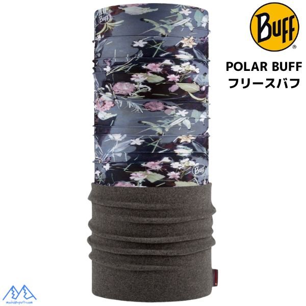 画像1: 冬用 フリース ポーラー バフ 保温 BUFF POLAR SHYLAI GREY 花柄 ブラック グレー ネックチューブ ネックゲイター シームレスバンダナ (1)