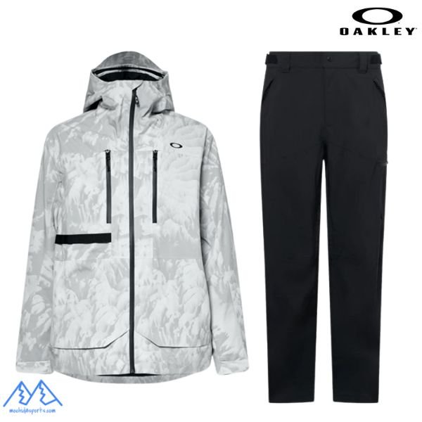 画像1: オークリー スキージャケット & パンツ スキーウエア XSサイズ OAKLEY Tc Earth Shell Jacket & Pant GREY MOUNTAIN TIE DIE PRINT / BLACKOUT (1)