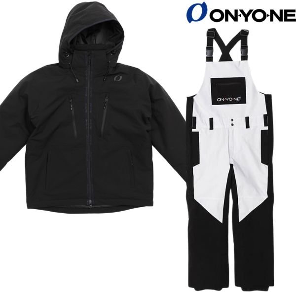 画像1: オンヨネ スキーウエア ジャケット ビブパンツ ブラック ホワイト Lサイズ ONYONE MEN'S JACKET & PANTS  BLACK WHITE (1)