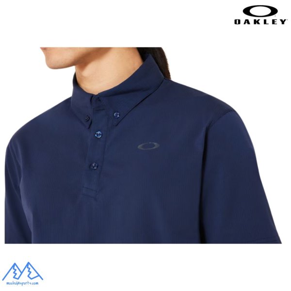 画像4: オークリー 半袖 ポロシャツ シアサッカー ネイビー 吸汗速乾 伸縮 形状安定 軽量 OAKLEY O-Sync Pack Polo Seersucker 1.0 FATHOM (4)