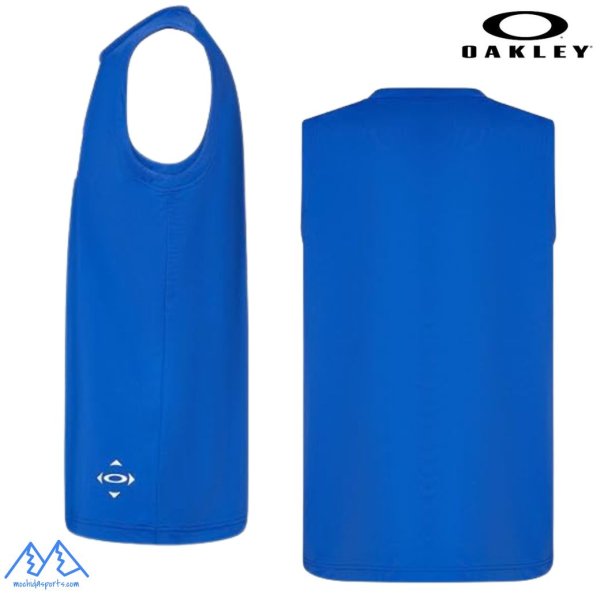 画像2: オークリー タンクトップ ノースリーブ シャツ ブルー 吸汗速乾 接触冷感 UVカット OAKLEY STRIKING TECH COLD NS TEE 7.0 FLASH BLUE (2)