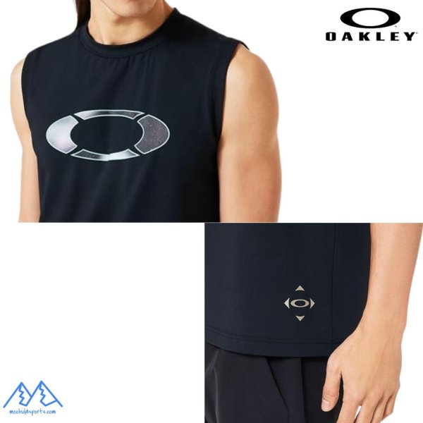 画像3: オークリー タンクトップ ノースリーブ シャツ ブラック 吸汗速乾 接触冷感 UVカット OAKLEY STRIKING TECH COLD NS TEE 7.0 BLACKOUT (3)