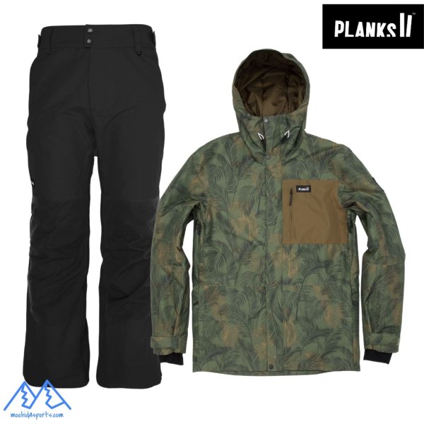 画像1: プランクス フィールグッド インシュレーテッドジャケット パンツ ジャングル ブラック PLANKS FEEL GOOD INSULATED JACKET ＆ PANT JUNGLE PALM BLACK (1)