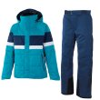 画像1: ご予約商品 オンヨネ エッジ パフ スキーウェア ターコイズブルー ネイビー EDGE PUFF OUTER JACKET&PANTS B.TURQUOISE×NAVY ONJ98300 624 / ONP98310 688 (1)