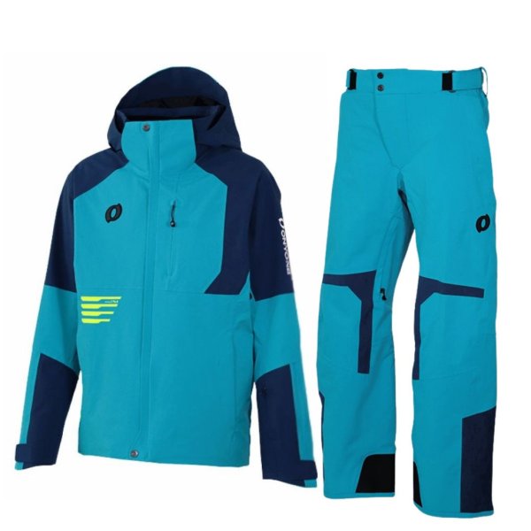 画像1: ご予約商品 オンヨネ デモ チーム スキーウェア ターコイズ ネイビー ONYONE DEMO TEAM OUTER JACKET&PANTS B.TURQUOISE×NAVY ONJ98400R ONP98450R 624688 (1)