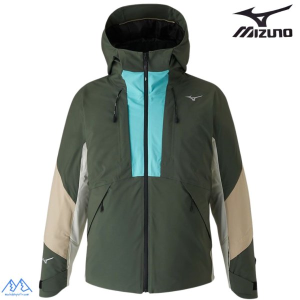 画像1: ご予約商品 ミズノ スキーウエア スキージャケット スキーパーカ カーキ カプリブルー MIZUNO FREE SKI SOLID PARKA  (1)
