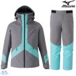 画像1: ご予約商品 ミズノ スキーウエア クワイエットシェイドグレー カプリブルー MIZUNO DEMO SOLID SKI PARKA + DEMO SOLID SKI PANTS (1)