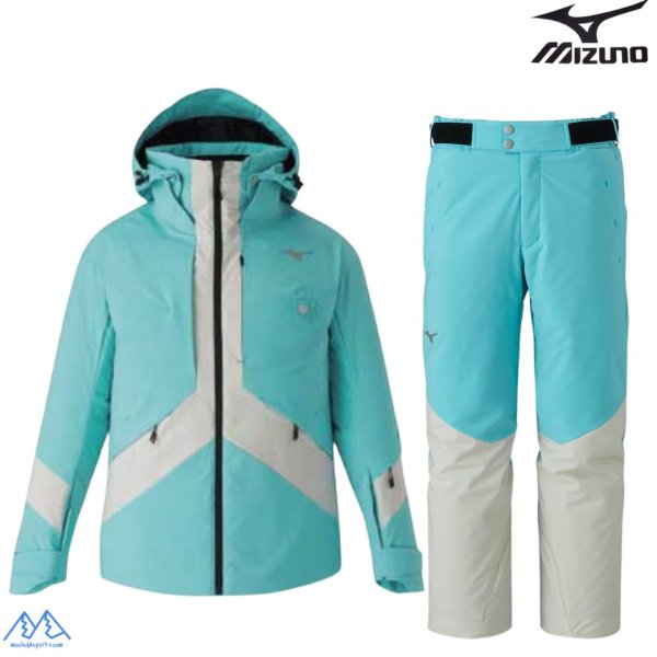 画像1: ご予約商品 ミズノ スキーウエア カプリブルー シルバーバーチ MIZUNO DEMO SOLID SKI PARKA + DEMO SOLID SKI PANTS (1)