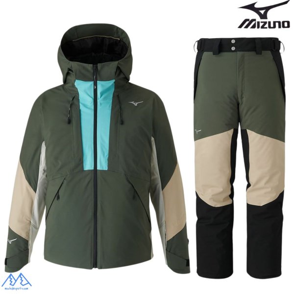 画像1: ご予約商品 ミズノ スキーウエア カーキ カプリブルー ブラック MIZUNO FREE SKI SOLID PARKA + FREE SKI SOLID PANTS (1)