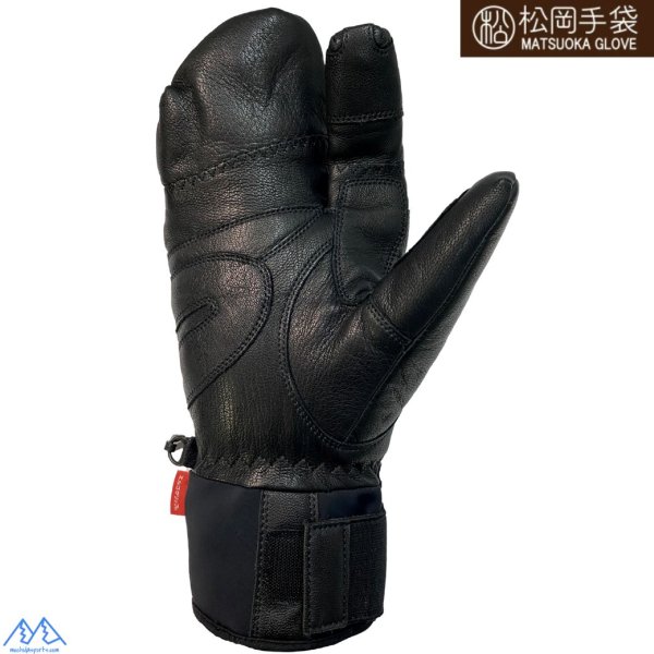 画像2: 松岡手袋 マツオカ 3本指 スキーグローブ エルゴグリップ ブラック やぎ革 Sports Ride BK ERGOGRIP (2)