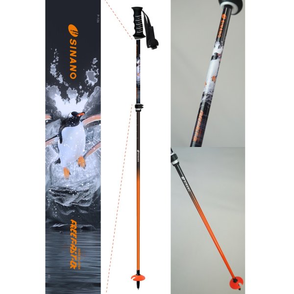 画像3: シナノ ストック サイズ調整式 スキーポール フリーファスト アルファ フリーFAST-α ファーストペンギン SINANO FREE FAST ORG 伸縮スキーポール 95-120cm (3)