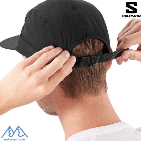 画像2: サロモン 防水 ランニング キャップ トレイルランニング ブラック SALOMON BONATTI WATERPROOF FIVE PANEL DEEP BLACK (2)