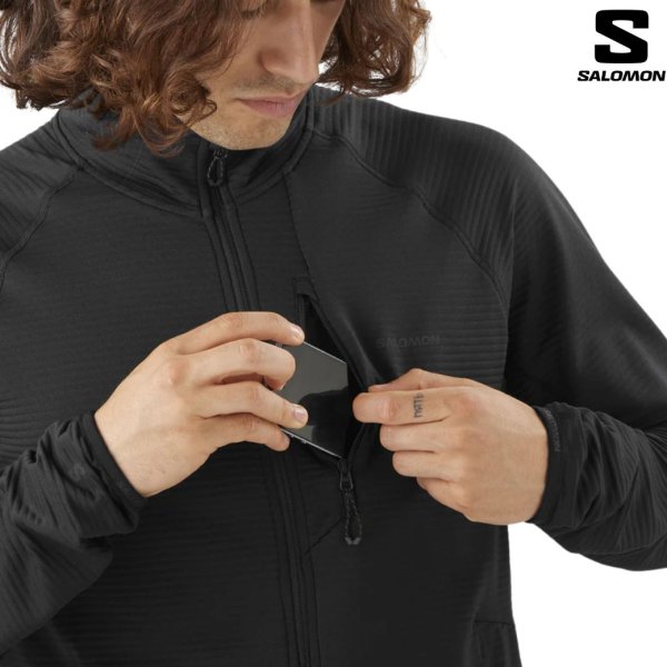画像2: SALOMON サロモン フルジップ フリース ストレッチ ジャケット ブラック ESSENTIAL LIGHTWARM DEEP BLACK (2)