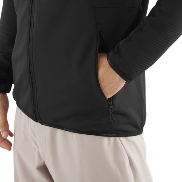 画像3: SALOMON サロモン フルジップ フリース ストレッチ ジャケット ブラック ESSENTIAL LIGHTWARM DEEP BLACK (3)