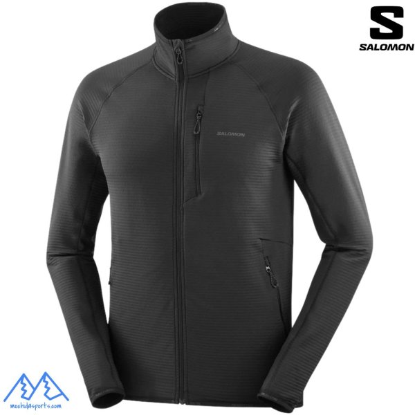 画像1: ご予約商品 SALOMON サロモン フルジップ フリース ストレッチ ジャケット ブラック ESSENTIAL LIGHTWARM DEEP BLACK (1)