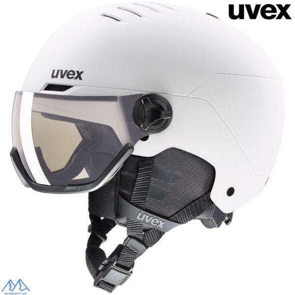 画像1: ご予約商品 ウベックス 調光 スキー バイザーヘルメット ホワイトマット UVEX  wanted visor pro V (1)