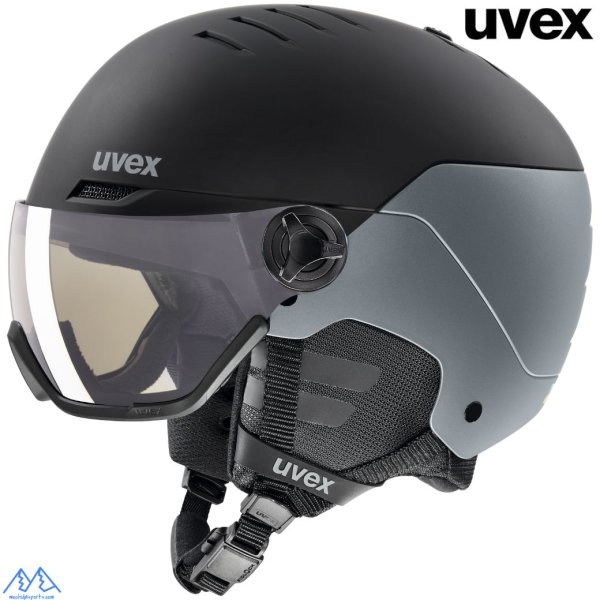 画像1: ご予約商品 ウベックス 調光 スキー バイザーヘルメット ブラック シルバーマット UVEX  wanted visor pro V (1)