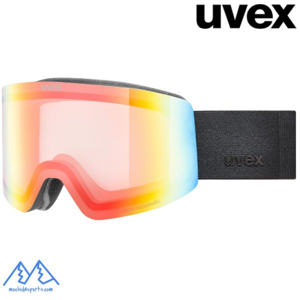 画像1: ご予約商品 ウベックス 調光 スキーゴーグル 眼鏡対応 フレームレス ブラックマット レインボー UVEX provoqe V (1)
