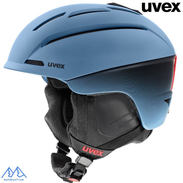 画像1: ご予約商品 ウベックス スキーヘルメット ストーンブルー グラデブラックマット uvex gravitate (1)