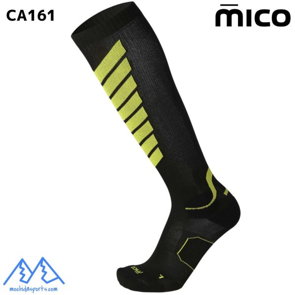 画像1: ご予約商品 ミコ 161 薄手 スキーソックス ブラック イエロー MICO CA-161 160 OXI-JET SKI TOURING BLACK YELLOW (1)