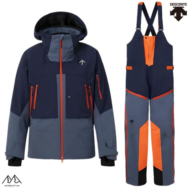 画像1: デサント スキーウエア 上下セット ネイビー グレー DESCENTE S.I.O INSULATED JACKET & S.I.O INSULATED BIB PANTS NVGY (1)