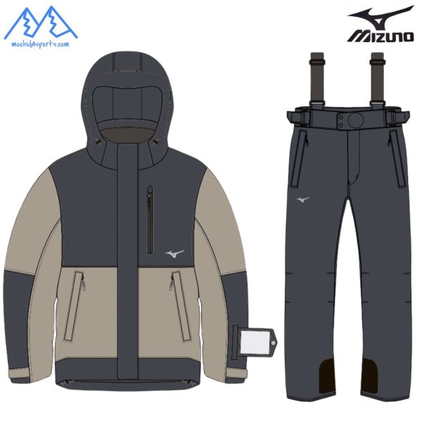 画像1: ご予約商品 ミズノ スキーウエア スキースーツ MIZUNO SNOW SKI SUIT Ebony×Trench BeigeZ2MGA355 71 (1)