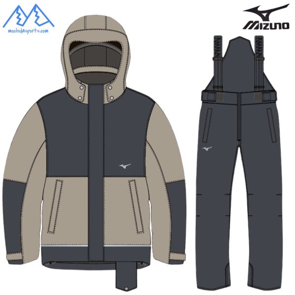 画像1: ご予約商品　ミズノ ジュニア スキーウエア スキースーツ 140 150 160 MIZUNO SNOW SKI Jr SUIT Ebony×Trench Beige Z2MGC955 94 (1)