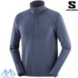 画像1: ご予約商品 SALOMON サロモン ハーフジップ フリース ストレッチ ブルー ESSENTIAL LIGHTWARM HZ DEEP BLUE NIGHTS (1)